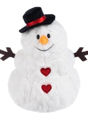GANZ White Snowman Plush with Black Hat and Red Hearts